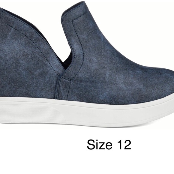 Journee Collection Blue Slip-On Wedge Sneakers - Picture 3 of 7